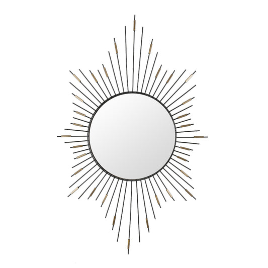 Runder Wandspiegel mit strahlenförmigem Metalldesign