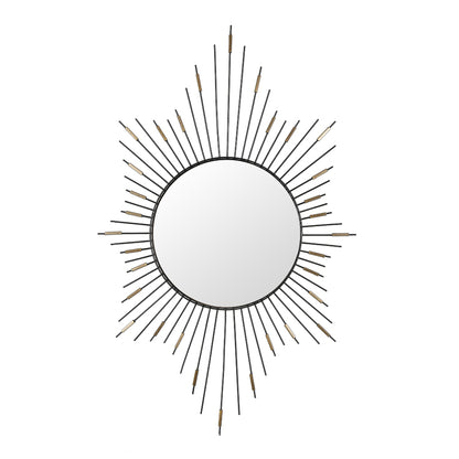 Runder Wandspiegel mit strahlenförmigem Metalldesign